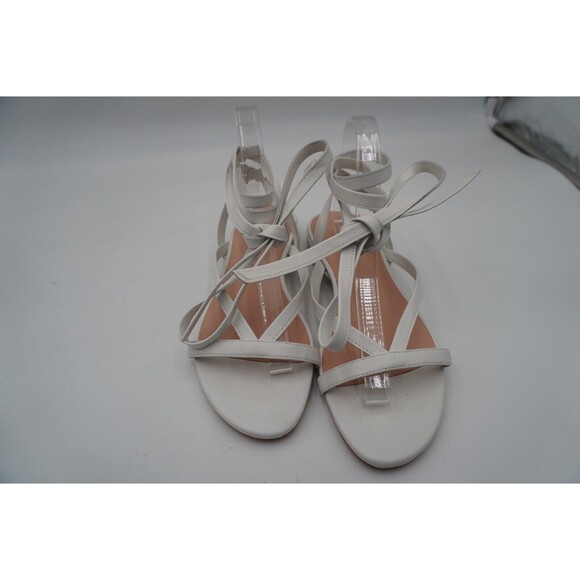 Stuart Weitzman Anita Wraparound Gladiator White Ankle Leather Sandal size 9.5 - Picture 12 of 16